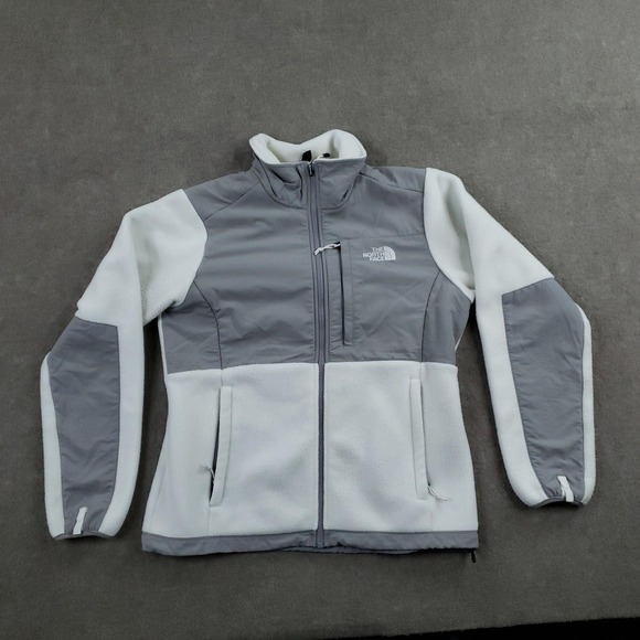 The North Face Jackets & Blazers - The North Face Denali Jacket Women Medium White Gray Fleece Full Zip Pockets